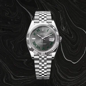 Rolex Datejust 41 - Slate Dial Green Roman, Fluted Bezel, Jubilee